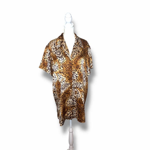 August Silk Animals Print Pj Top Dress Tunic Size M A34 - Picture 1 of 9
